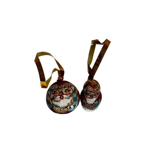 Vintage Painted Wooden Russian Santa Ornaments Christmas Tree Decor Holiday - Picture 1 of 6